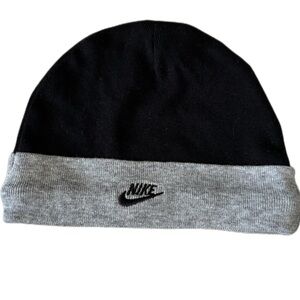 Nike Infant Baby Cotton Beanie Hat Black Gray Size 0-6months